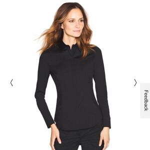White House Black Market WHBM Black Long Sleeved Poplin Button Down Blouse Sz 8